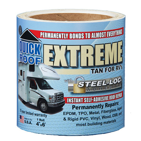 COFAIR PRODUCTS Cofair Products T-UBE406 Quick Roof Extreme With Steel-Loc Adhesive - 4" x 6', Tan T-UBE406